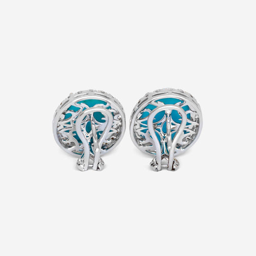 Boucles d'oreilles Boucles d'oreilles en or avec turquoise et diamants 58 Facettes 22632