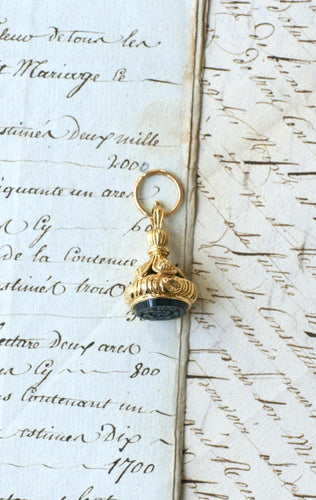Pendentif Pendentif cachet en or jaune 18k et jaspe sanguin 58 Facettes
