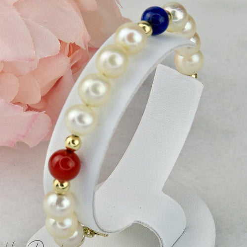 Bracelet Bracelet de perles en or 14 carats avec pierres semi-précieuses 58 Facettes 2306