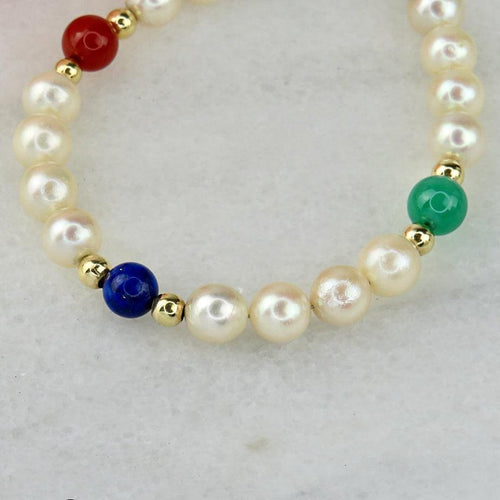 Bracelet Bracelet de perles en or 14 carats avec pierres semi-précieuses 58 Facettes 2306