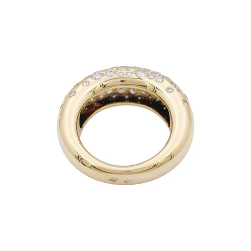 Bague 53 Chaumet Grains de Caviar - Bague jonc en or jaune et diamants 58 Facettes 34895
