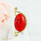 Bracelet Armband jonc en or jaune 750 avec corail gravé et diamants 58 Facettes 1852
