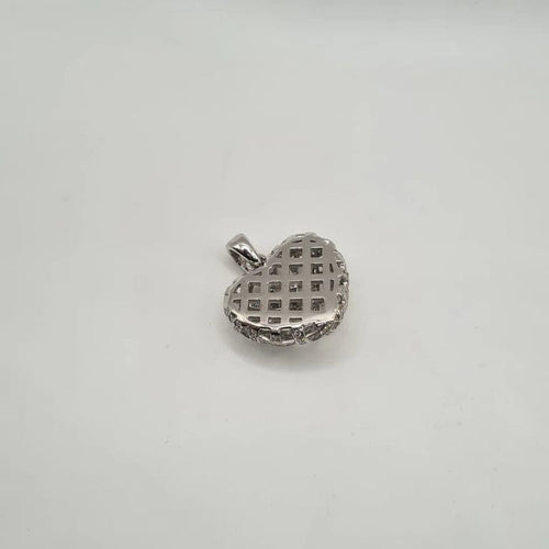 Pendentif Pendentif cœur or blanc 18 carats serti de diamants naturels 58 Facettes