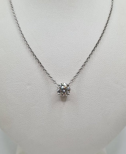Collier Collier or blanc serti d'un diamants 58 Facettes
