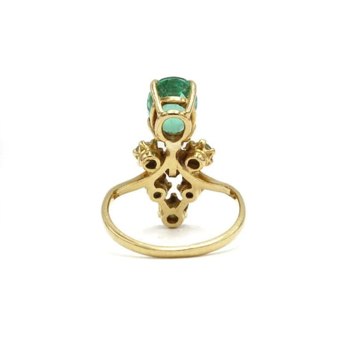 Bague 51.5 Bague Duchesse - Or jaune, Emeraude & Diamants 58 Facettes 250412R