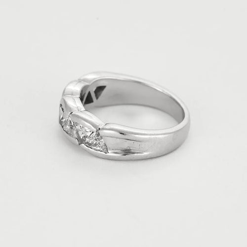 Bague 51 Bague jonc en or blanc 18K sertie de diamants 58 Facettes 58FC150