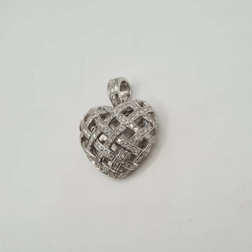 Pendentif Pendentif cœur or blanc 18 carats serti de diamants naturels 58 Facettes