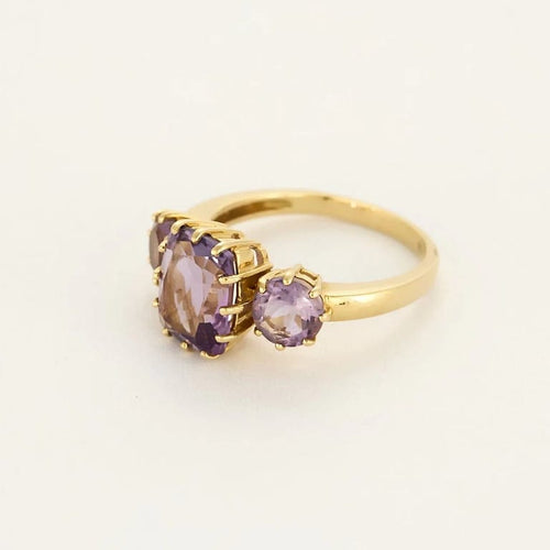 Bague 55.5 Bague en or jaune et améthystes 58 Facettes ALE4646