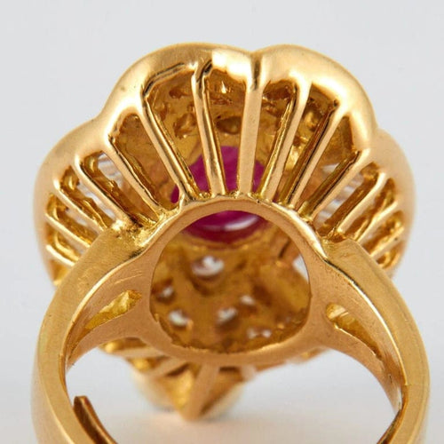 Bague 45 Bague - Rubis cabochon en or jaune 18k et diamants 58 Facettes ALGU21