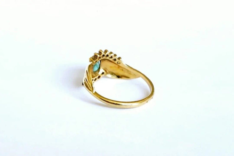 Bague 54 Bague bandeau émeraude et diamants en or jaune 18k 58 Facettes