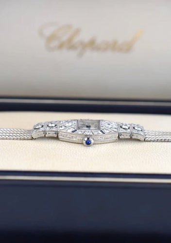 Montre Chopard - Montre femme Art déco en platine, or blanc 14 K et diamants 58 Facettes CHO-100
