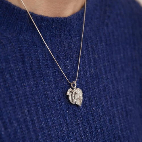 Collier Longueur : 45.5 cm / Blanc/Gris / Or 585 Collier Pendentif Or & Diamants 58 Facettes 200024R
