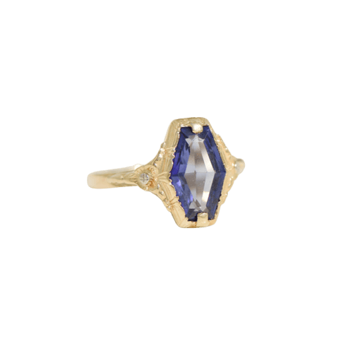 Bague 59 Bague ancienne - Saphir en or jaune 14K 58 Facettes 2481