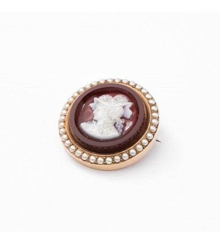 Broche Broche - Or jaune & Camée sur Cornaline du XIXe 58 Facettes 160209R