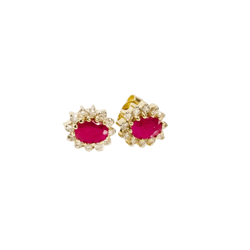 Boucles d'oreilles Boucles d'oreilles puces - Rubis et diamants en or jaune 585 58 Facettes 2975