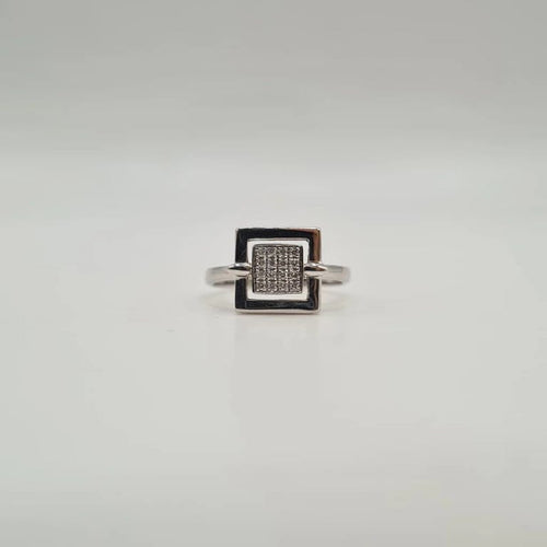 Bague 54 Bague carrée or blanc 18 carats sertie de diamants 58 Facettes