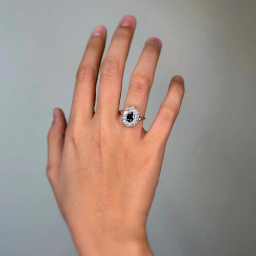Bague 51 Bague - Or, Platine, Diamants & Saphir 58 Facettes 250303R
