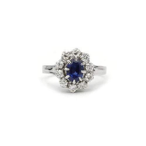 Bague 53 Bague Or blanc Platine Saphir Diamants 58 Facettes 240034R