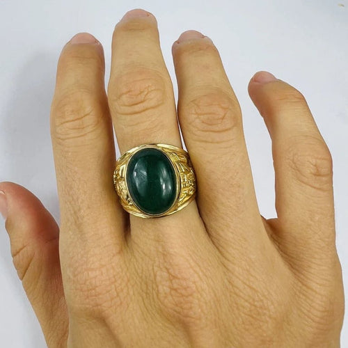 Bague 60 Chevalière Or Pierre Verte 58 Facettes 20400000740