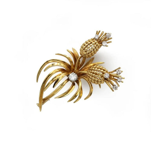 Broche Broche Ananas - Or jaune, Platine et Diamants 58 Facettes 250266R