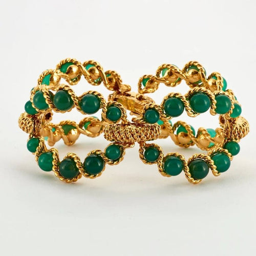 Boucles d'oreilles BOUCHERON - Demie-parure Or Jaune et Chrysoprases 58 Facettes