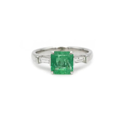 Bague 53 Bague - Or blanc émeraude & diamants 58 Facettes 240085R-220515R