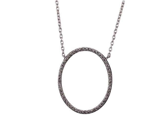 Collier Collier Pendentif ovale diamants or blanc 58 Facettes NECK32
