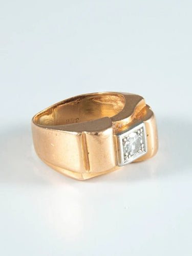 Bague 53 Bague Tank or jaune et Diamant 58 Facettes