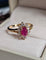 Bague 51.5 Bague marguerite rubis et diamants en or jaune 18 carats 58 Facettes 717