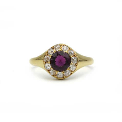 Bague 56 Bague - Or jaune, Diamants & Grenat 58 Facettes 250019SP