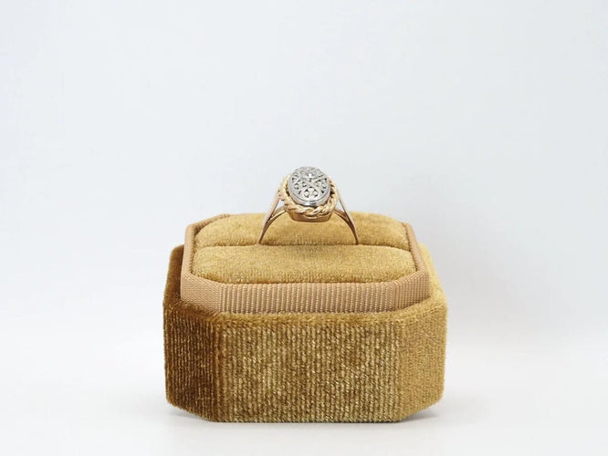 Bague 55 Bague ancienne diamant argent et or jaune 58 Facettes 4714