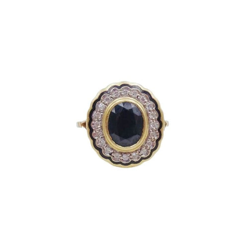 Bague 55 Bague Marguerite en or jaune saphir et diamants 58 Facettes