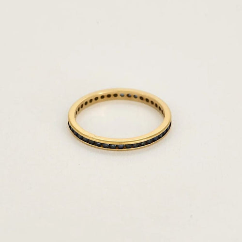 Bague 59.5 Alliance en or jaune et saphirs 58 Facettes CHAL01932