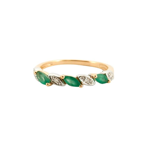Bague 53 Bague Or jaune Emeraude Diamants 58 Facettes