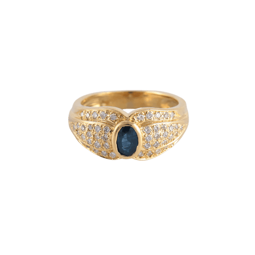 Bague 53 Bague Saphir et 5 lignes de Diamants 58 Facettes 1