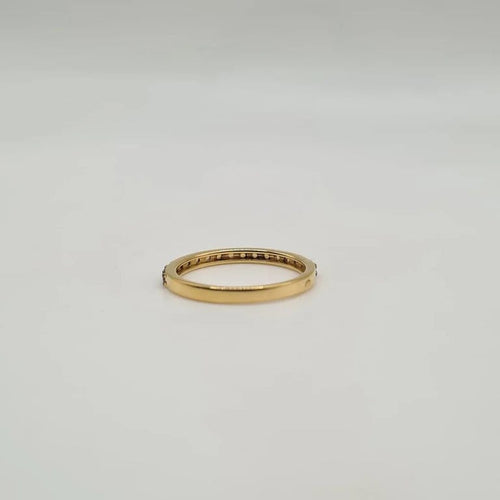 Bague 54 Demi-alliance or jaune 18 carats sertie de saphirs oranges 58 Facettes
