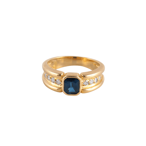 Bague 48 Bague Saphir épaulé de Diamants 58 Facettes FM80
