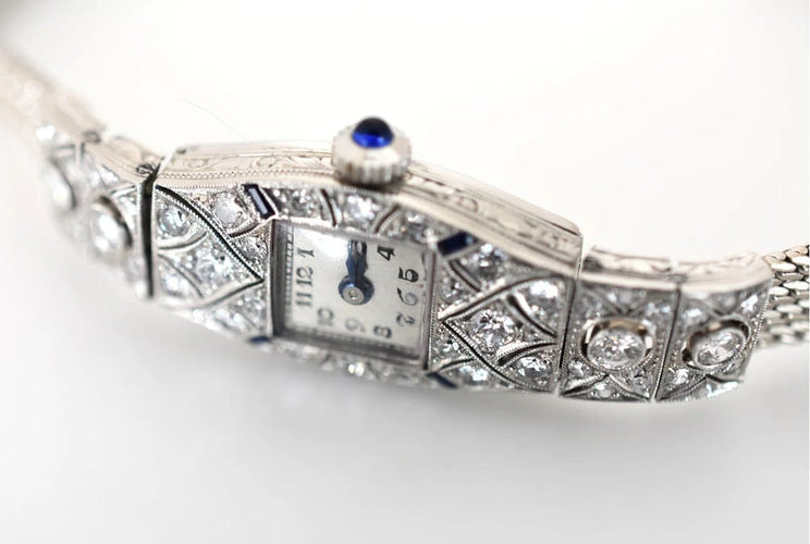 Montre Chopard - Montre femme Art déco en platine, or blanc 14 K et diamants 58 Facettes CHO-100
