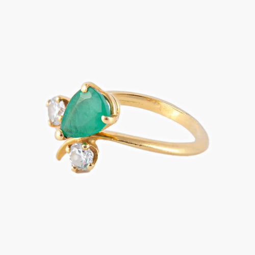 Bague 53 Bague Emeraude et Diamants 58 Facettes