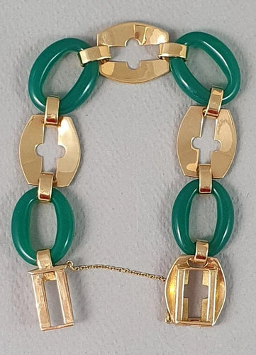 Bracelet Bracelet Art Déco Or jaune Chrysoprase 58 Facettes C 241