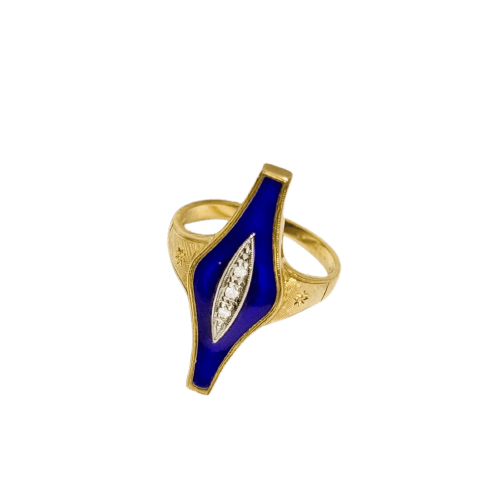 Bague 53 Bague en or jaune 18 carats émaillée, taille 53 58 Facettes 2791