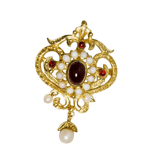 Pendentif Pendentif/Broche antique en or jaune 14 carats 58 Facettes 2976