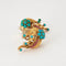 Boucles d'oreilles Boucles d'oreilles clip flamme en or jaune 18k et turquoises rubis 58 Facettes ALGU11