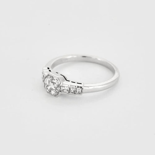 Bague 54 Bague - Solitaire diamant 1 ct en or blanc 18k et diamants 58 Facettes LJ25