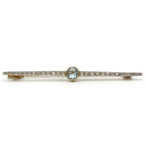 Broche Broche Barrette - Or jaune, Platine, Aigue-Marine & Diamants 58 Facettes 250389R