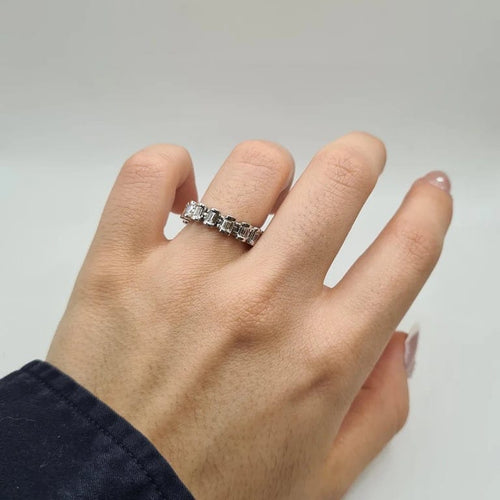 Bague 53 Bague articulée or blanc sertie de diamants baguettes 58 Facettes
