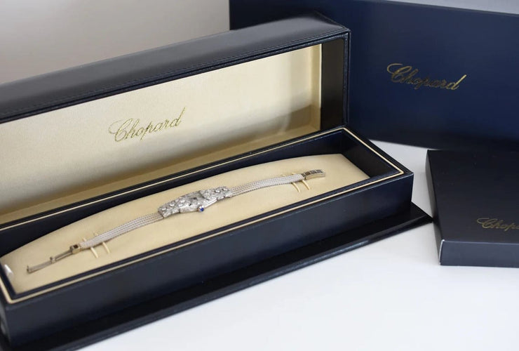 Montre Chopard - Montre femme Art déco en platine, or blanc 14 K et diamants 58 Facettes CHO-100