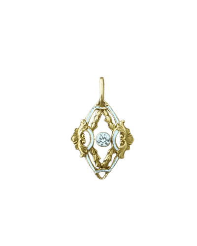 Pendentif Pendentif Art déco en or jaune 18 carats, émail et diamant 58 Facettes
