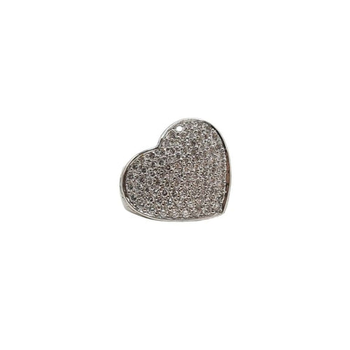 Bague 52.5 Bague cœur or blanc sertie de diamants naturels 58 Facettes