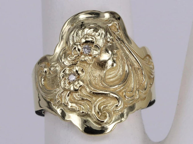Bague Bague en or jaune diamant sculpté à la main 58 Facettes BA-1131